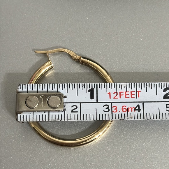 14K Solid Italian Gold Hoops - Picture 11 of 14